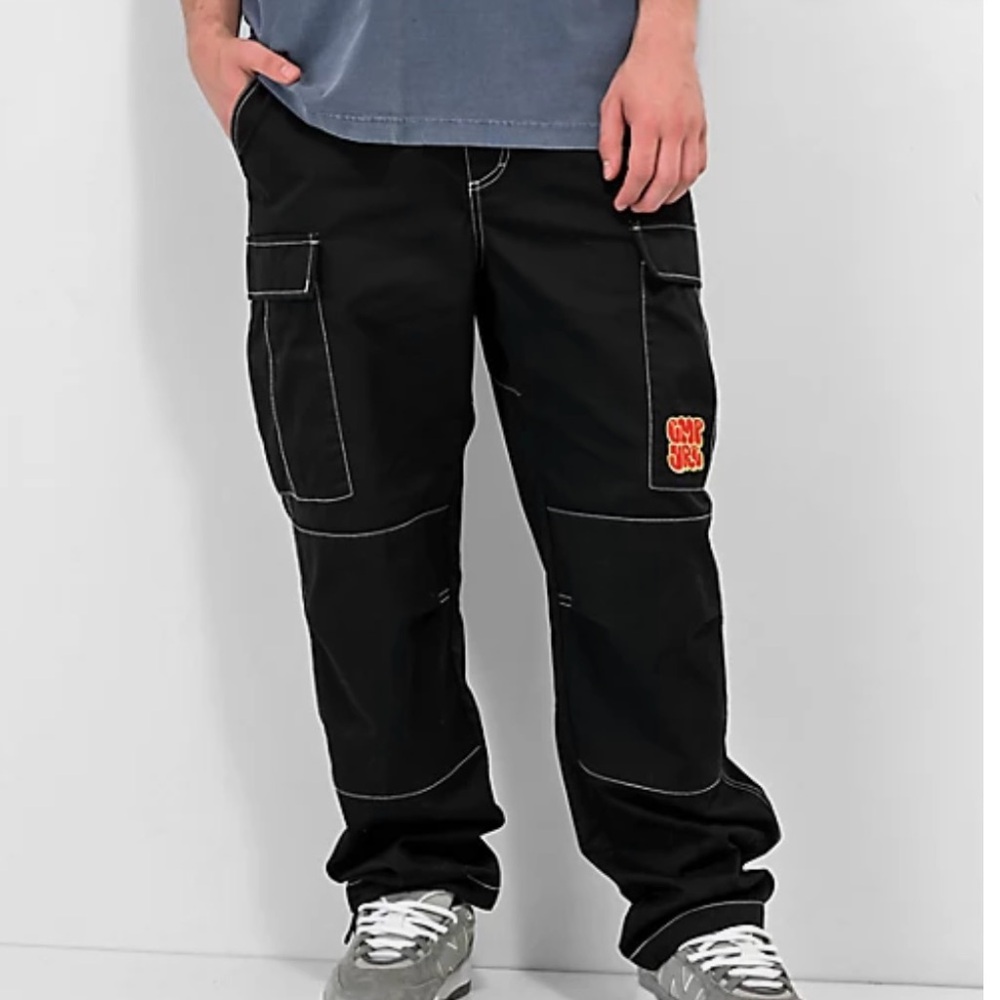 Empyre Black Cargo Pants with White Stitching